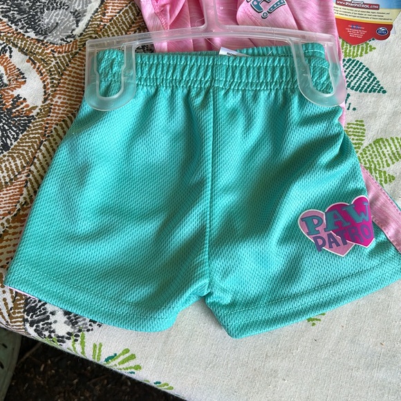 NWT Nickelodeon Paw Patrol Shorts Set Pink SS Tee Green Shorts 12M Pawsome Dogs - Picture 8 of 16
